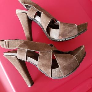 Suede open toed platform sandals